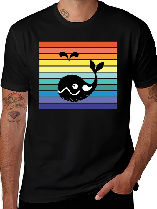 Retro Whale Graphic Tee - Mens Black T-Shirt