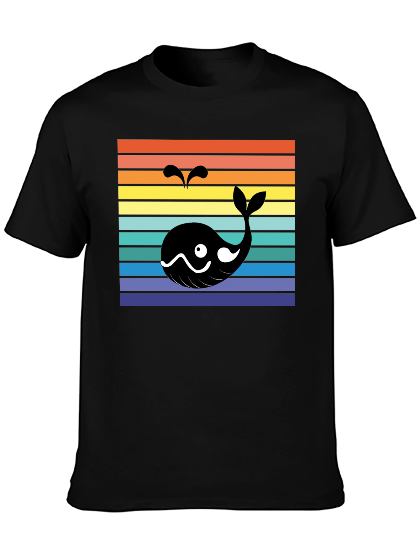 Retro Whale Graphic Tee - Mens Black T-Shirt