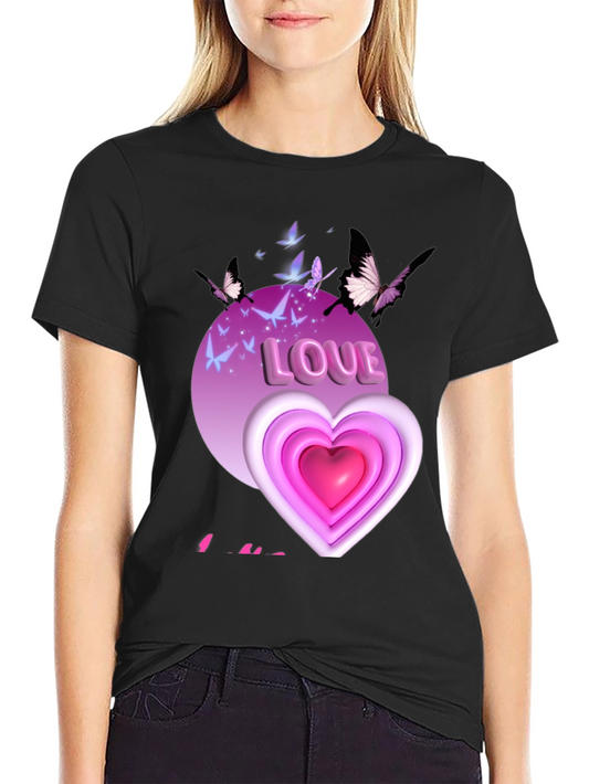 Love Heart Butterfly Graphic Tee