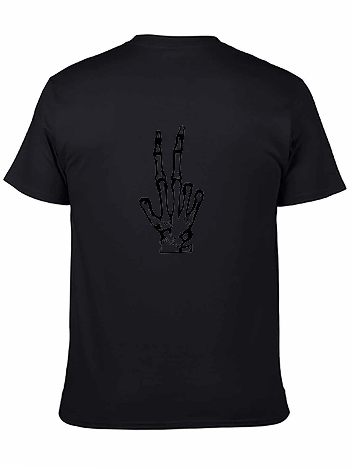 Skeleton Hand Peace Sign Black T-Shirt