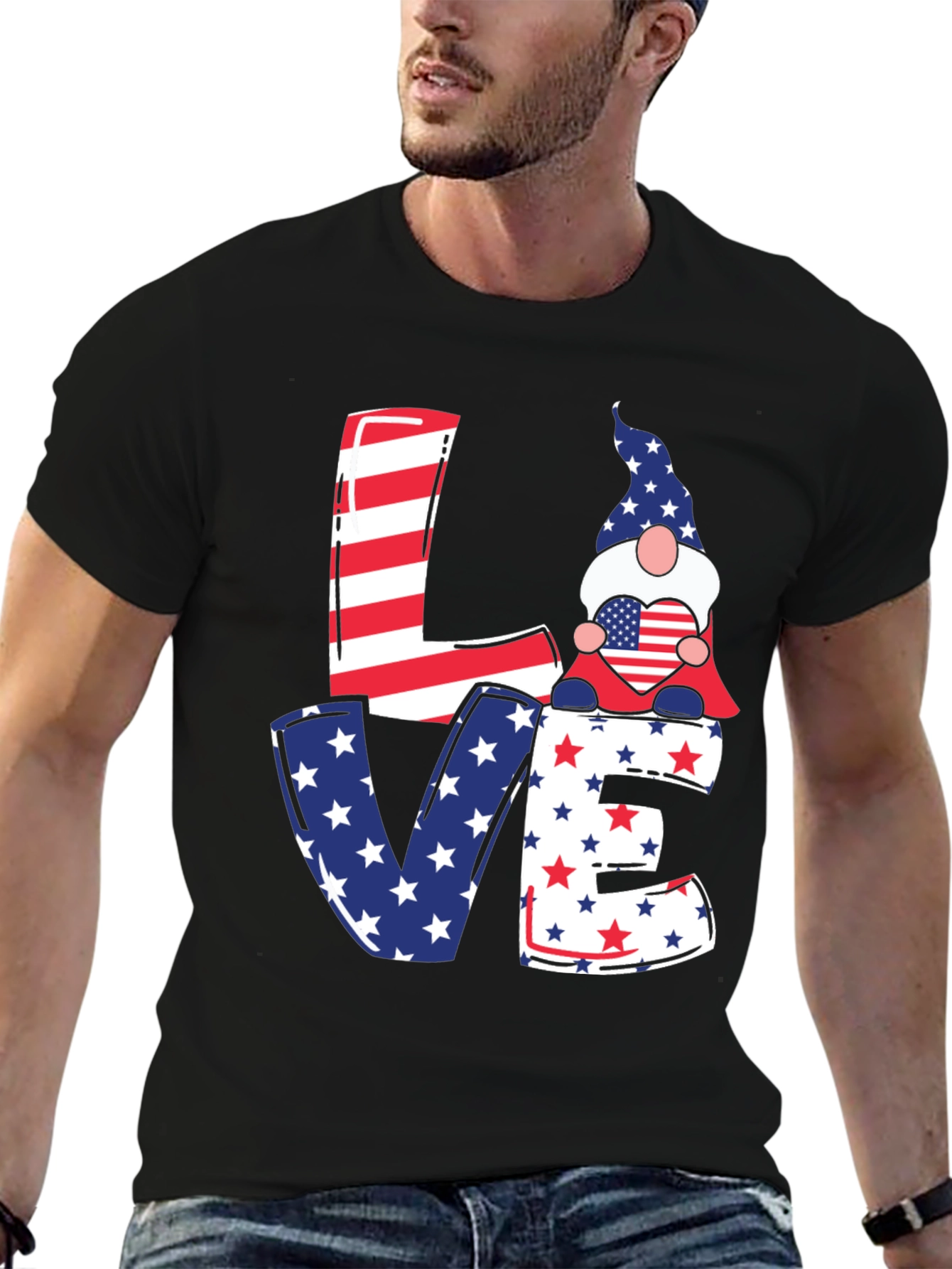 Patriotic Gnome Love T-Shirt - USA Pride Tee
