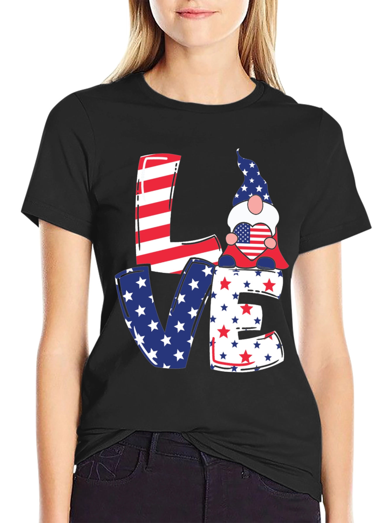 Patriotic Gnome Love T-Shirt - USA Pride Tee