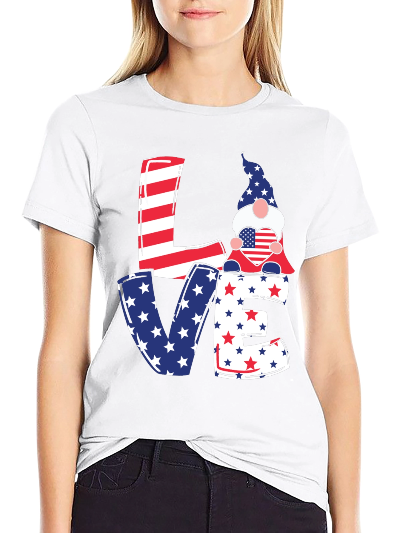 Patriotic Gnome Love T-Shirt - USA Pride Tee
