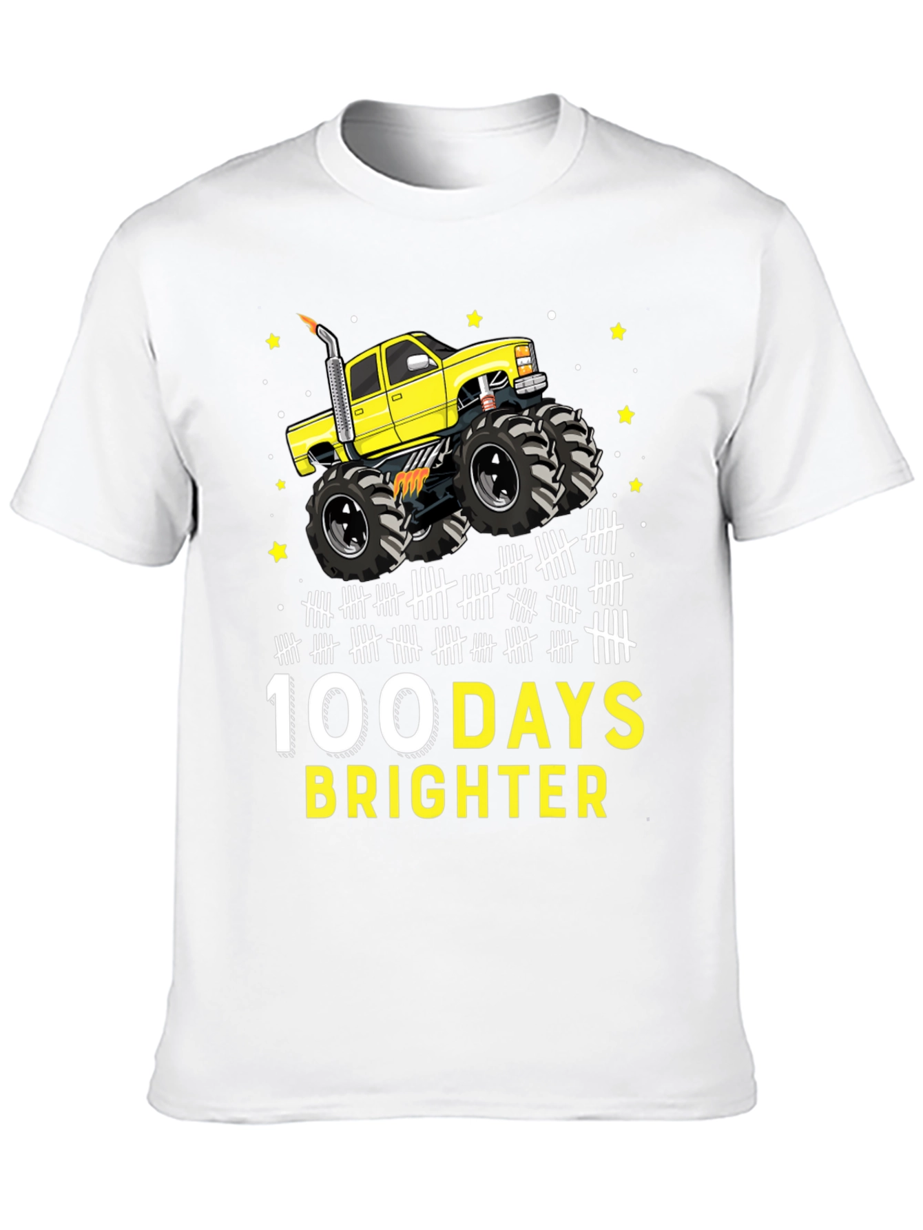 100 Days Brighter Monster Truck Graphic Tee
