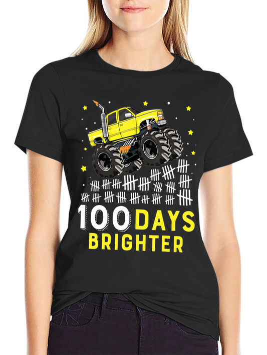 100 Days Brighter Monster Truck Graphic Tee