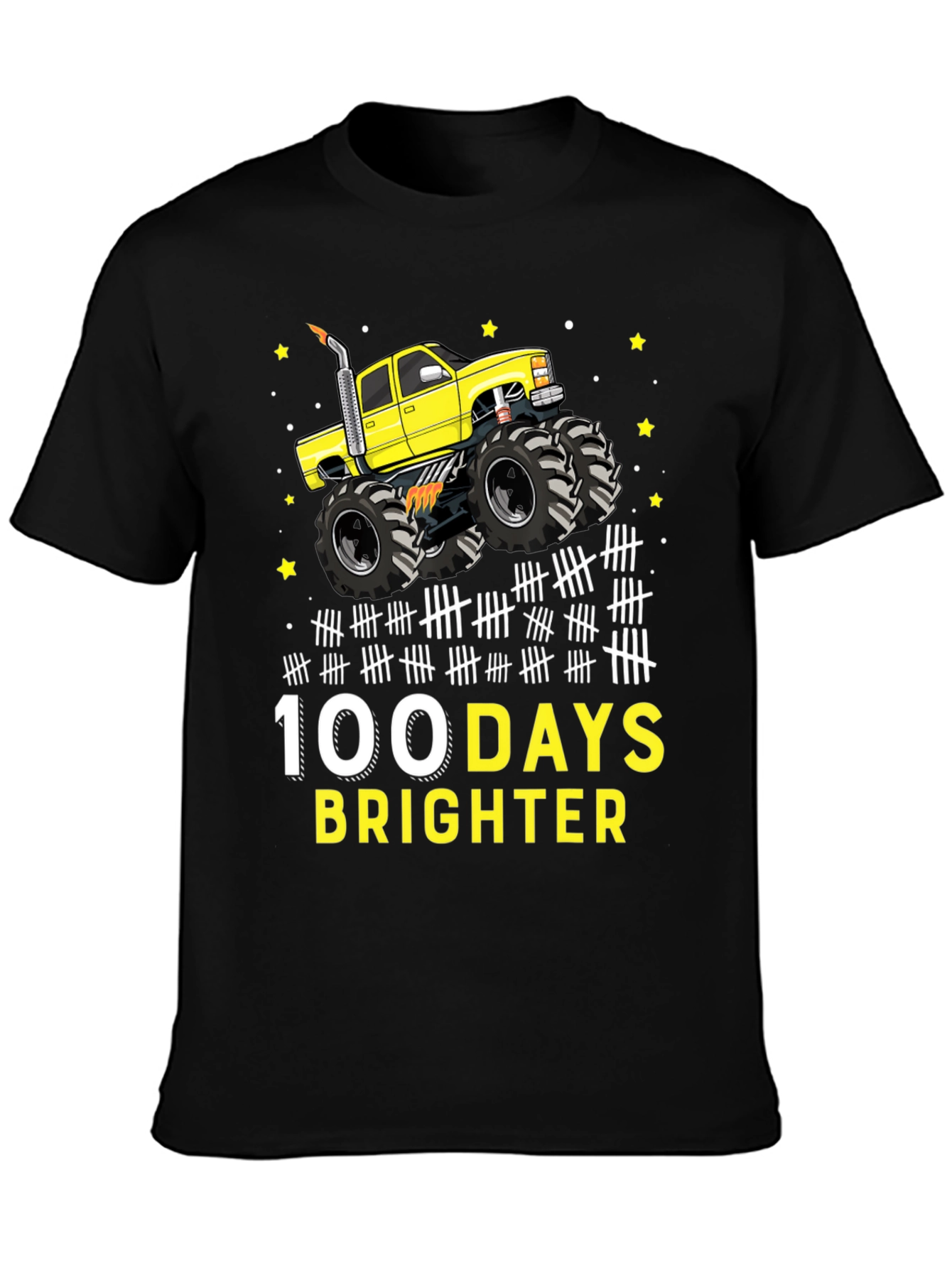 100 Days Brighter Monster Truck Graphic Tee