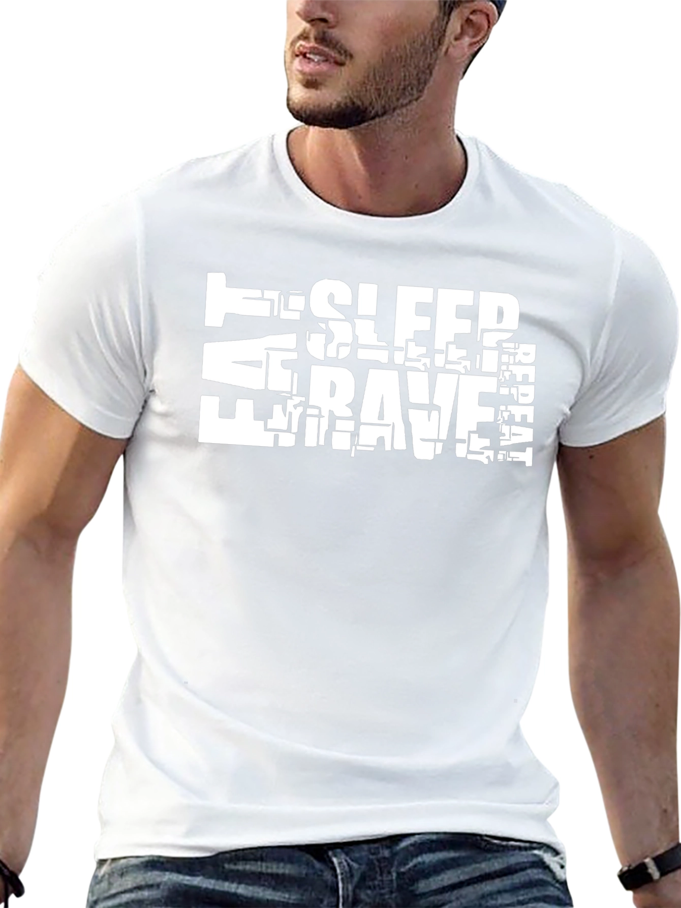 Eat Sleep Rave Repeat Graphic Tee - Black
