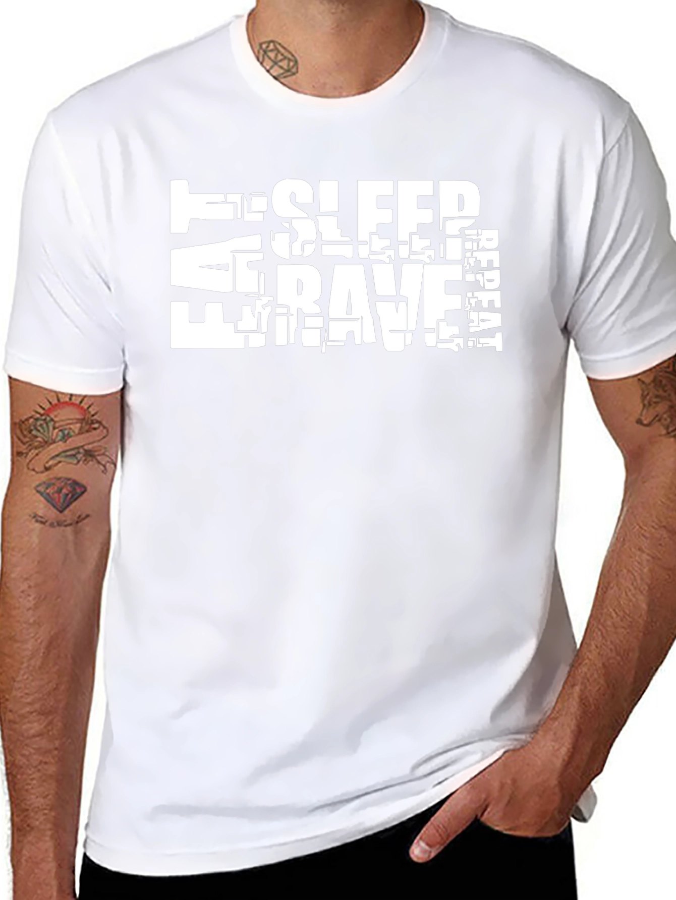 Eat Sleep Rave Repeat Graphic Tee - Black