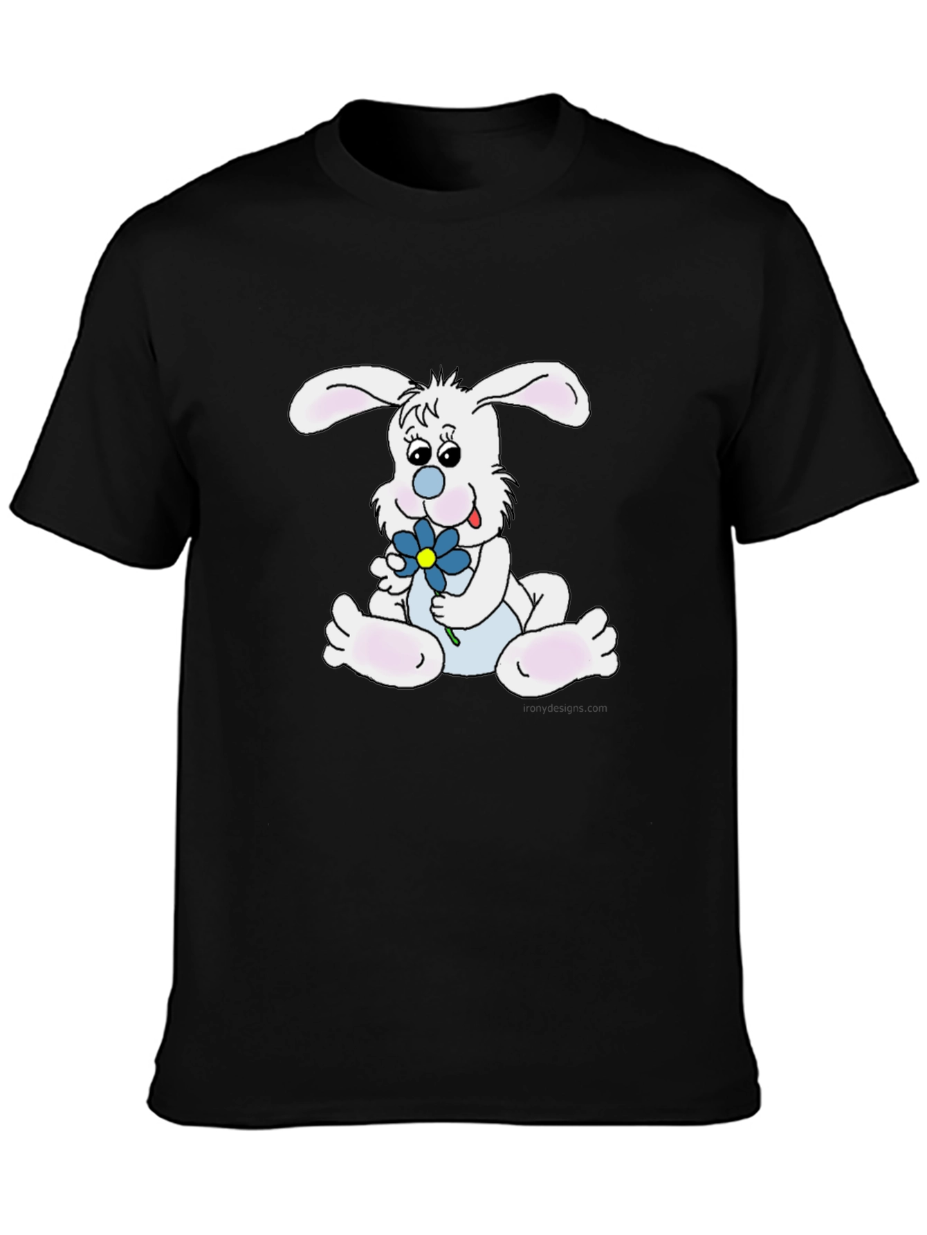 Cute Bunny Graphic Black Tee