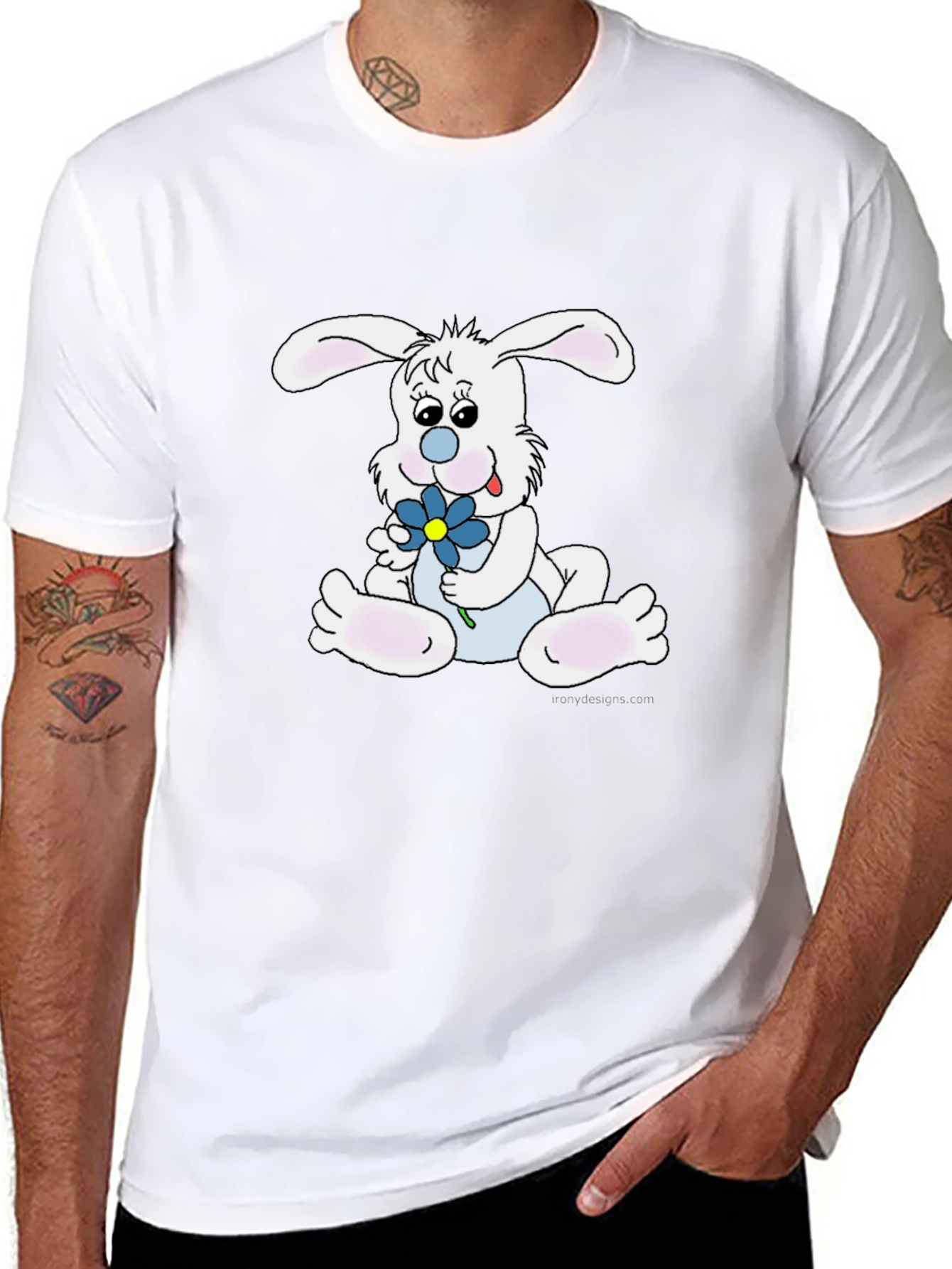 Cute Bunny Graphic Black Tee