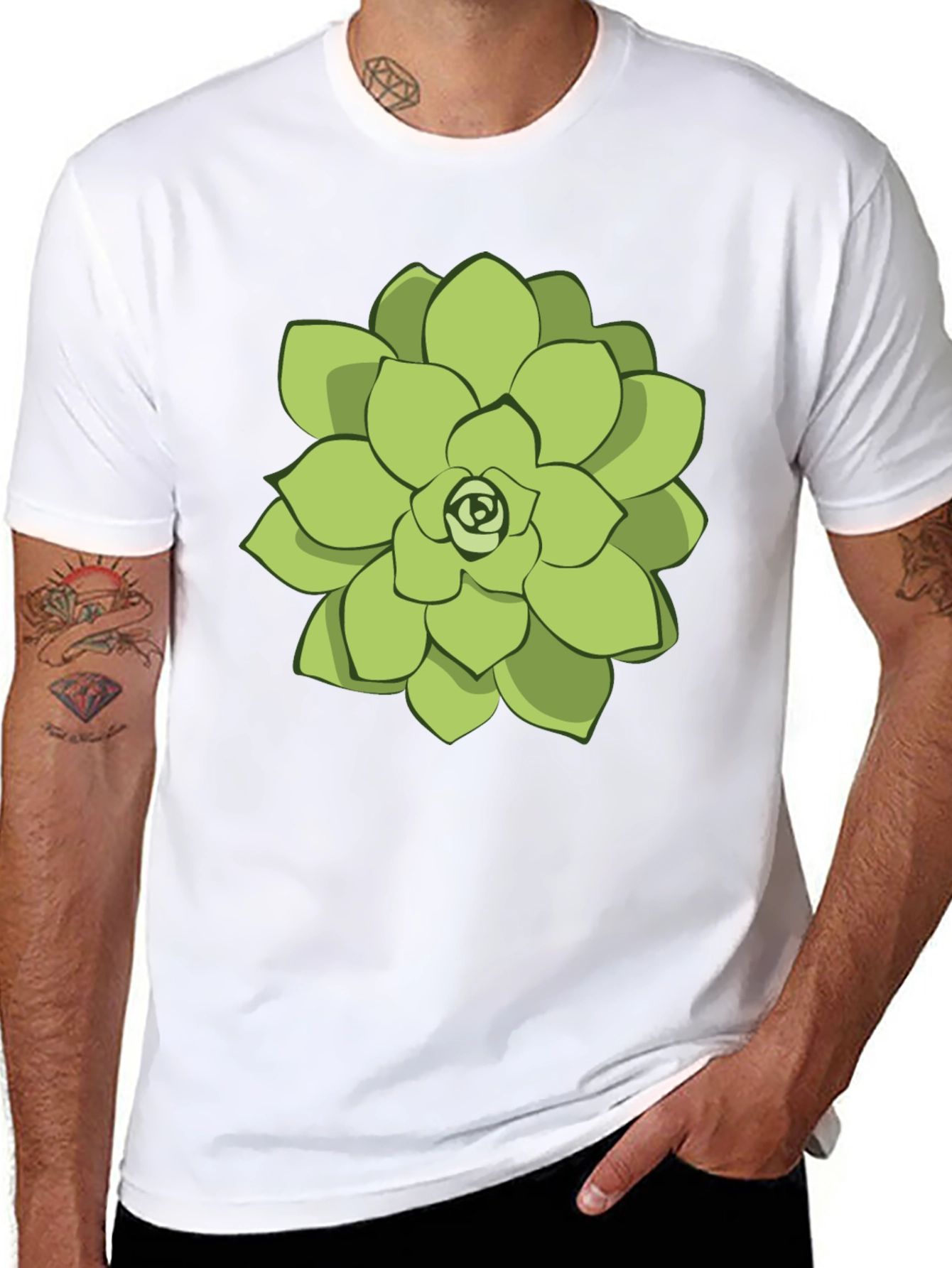 Succulent Graphic Tee - Black Cotton Casual Shirt