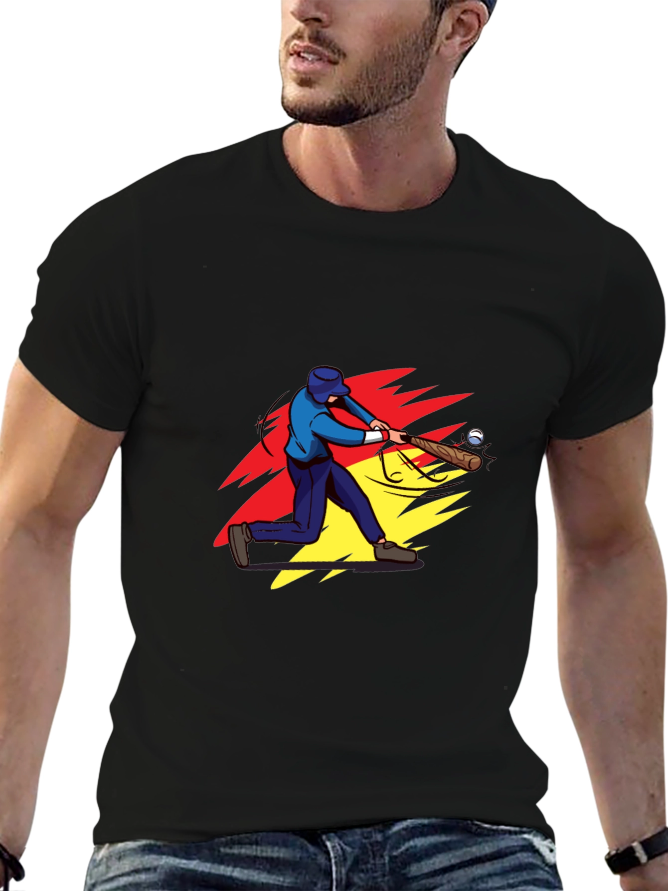 Baseball Player Graphic Tee - Stylish Mens Shirt