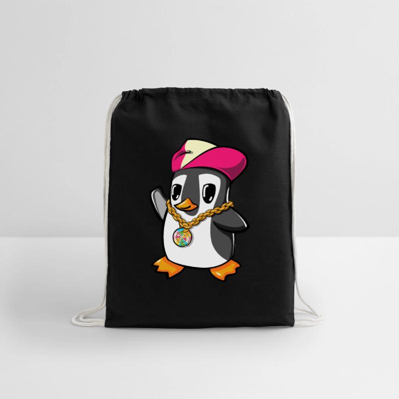 illustration of a funky cute penguin in a hip hop