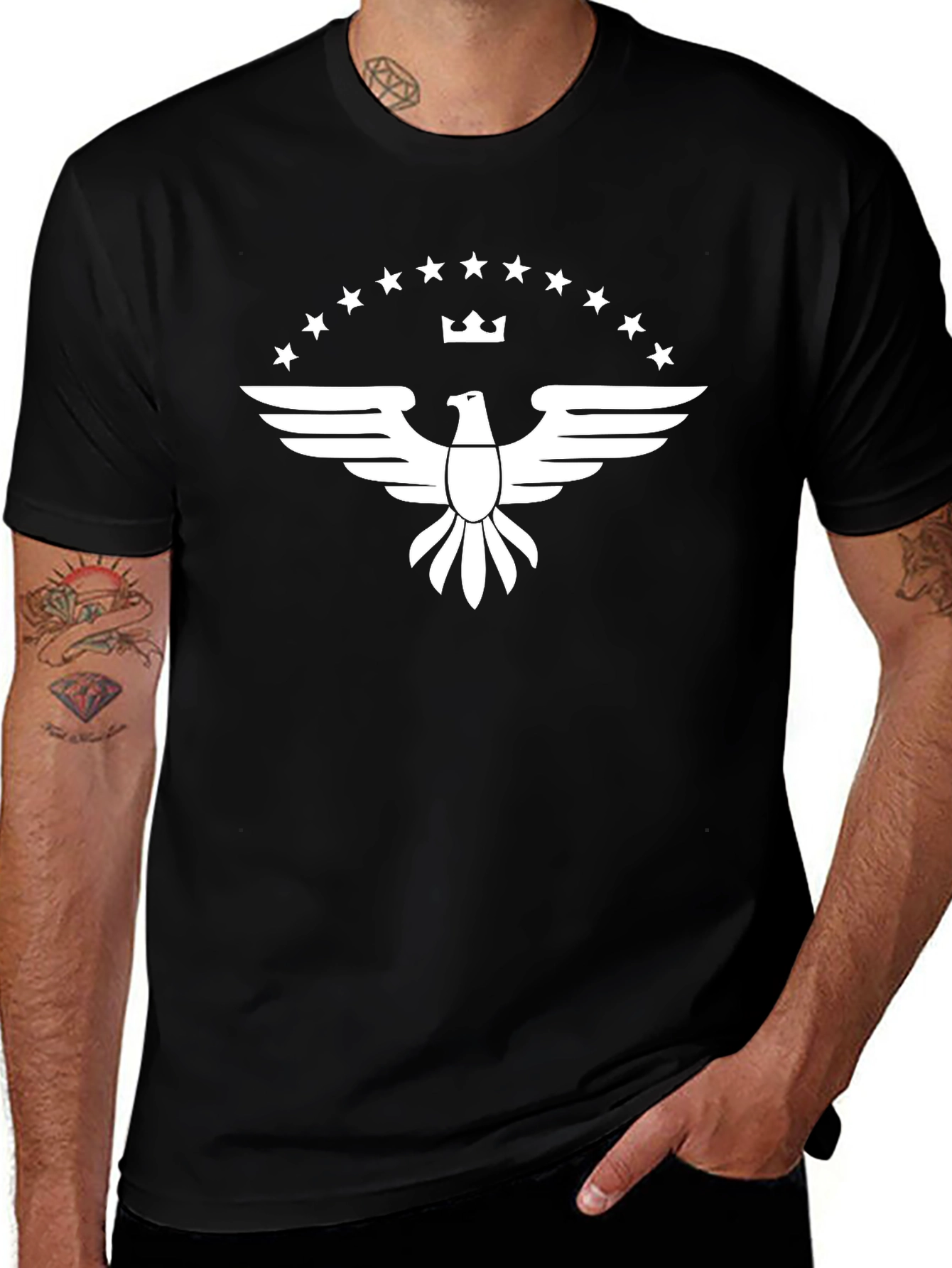 Eagle Crown Star Graphic Tee - Black