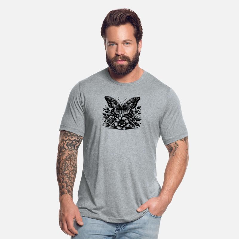 Imaginative Flower Butterfly Motif