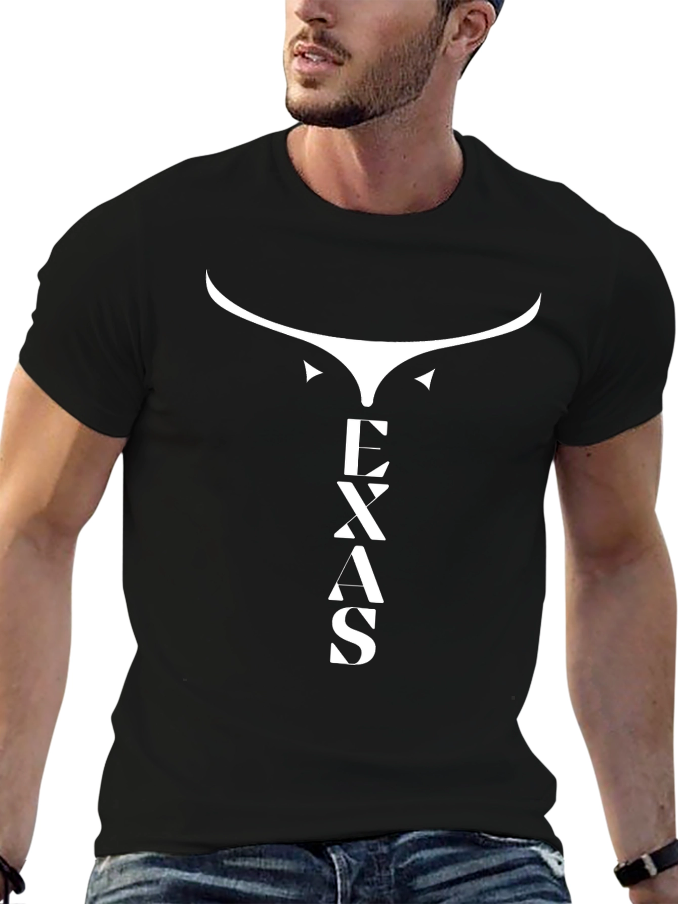 Texas Graphic Tee - Bull Horns Black T-Shirt