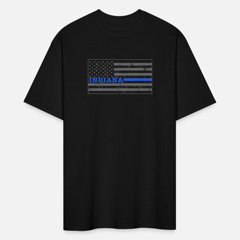 Indiana Police Shirt Thin Blue Line Flag Shirt