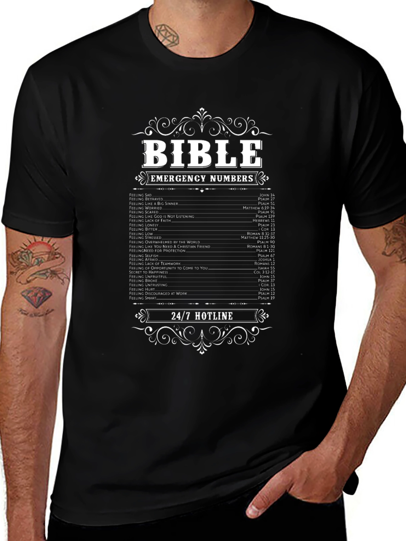 Bible Emergency Numbers T-Shirt Christian Hotline