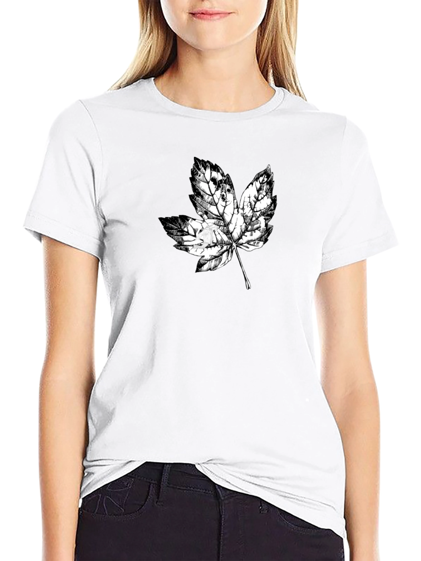 Maple Leaf Graphic Black T-Shirt