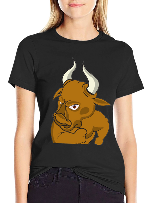 Angry Bull Cartoon Graphic T-Shirt