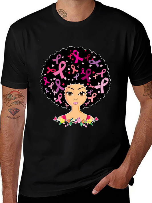Breast Cancer Awareness Afro Woman T-Shirt
