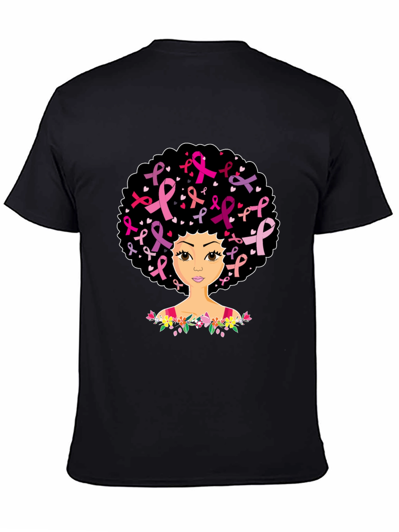 Breast Cancer Awareness Afro Woman T-Shirt