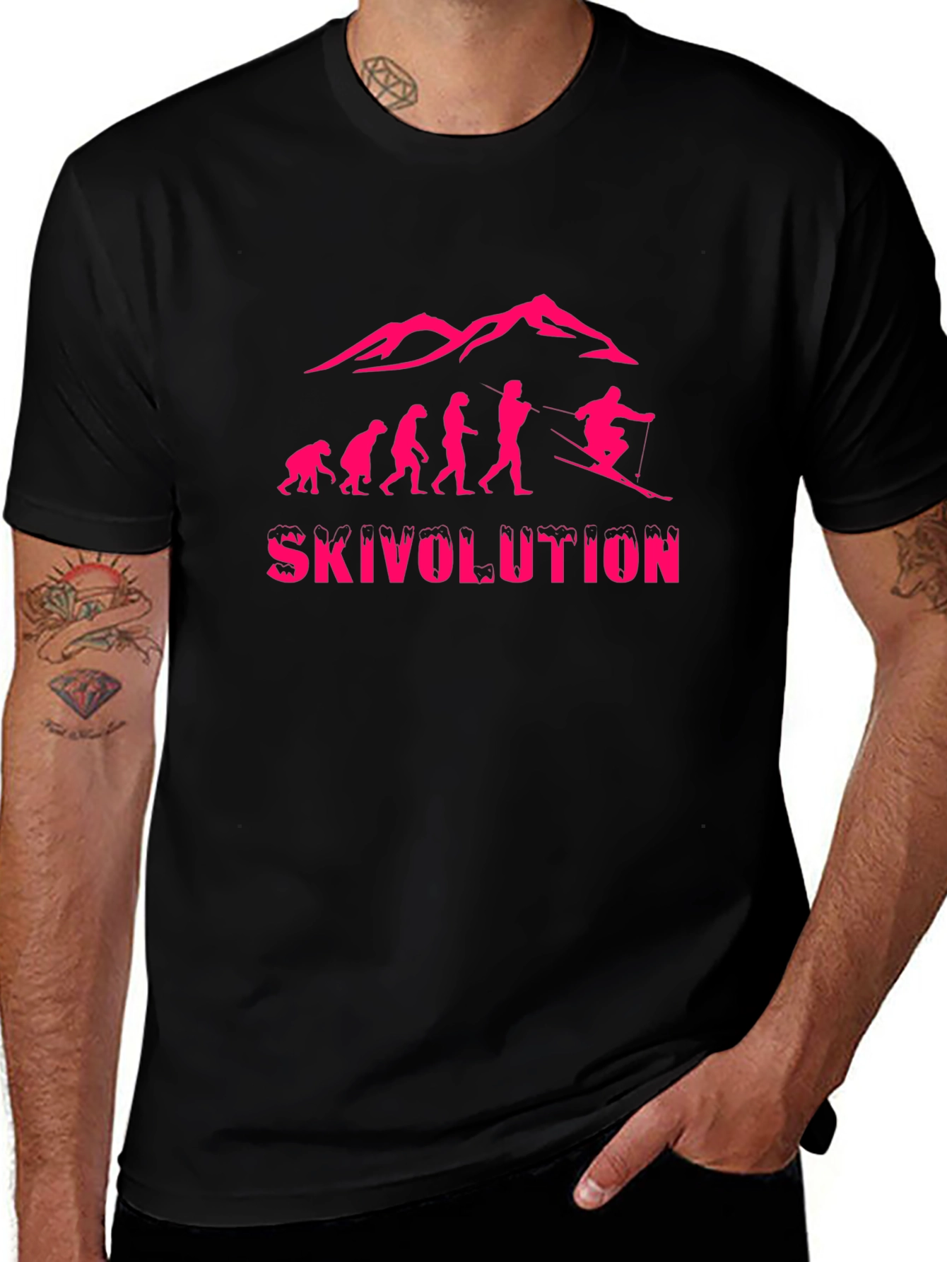Ski Evolution Graphic Tee - Black Cotton T-Shirt