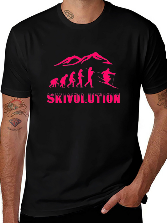 Ski Evolution Graphic Tee - Black Cotton T-Shirt