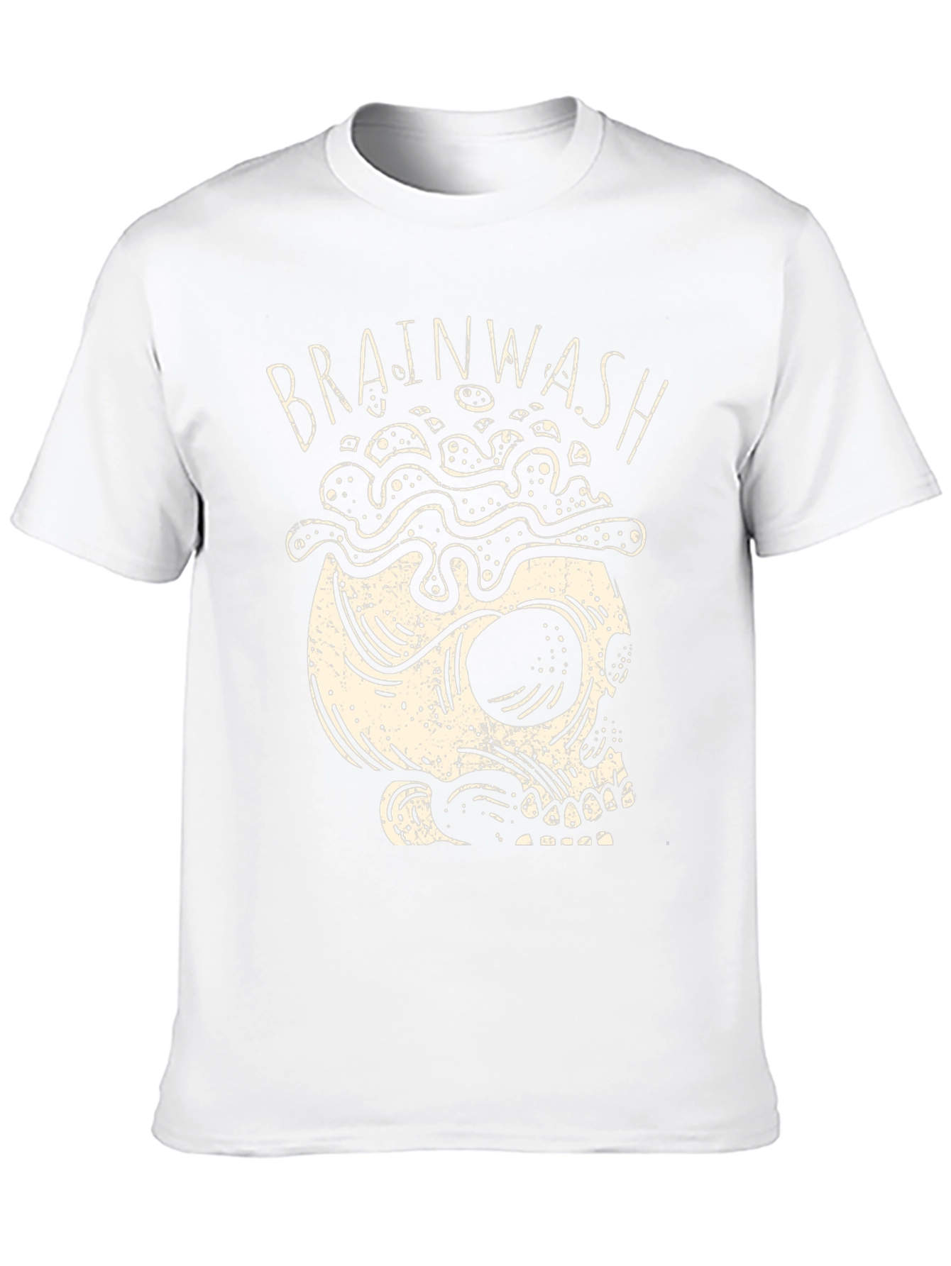 Brainwash Skull Graphic Tee - Black Cotton T-Shirt
