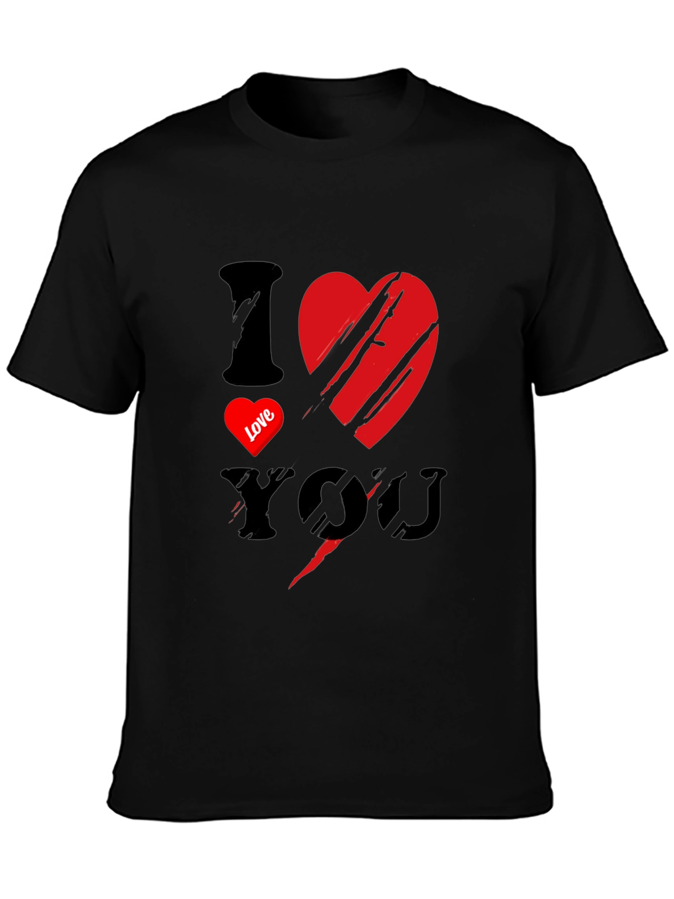 I Love You Graphic Print Mens Black T-Shirt