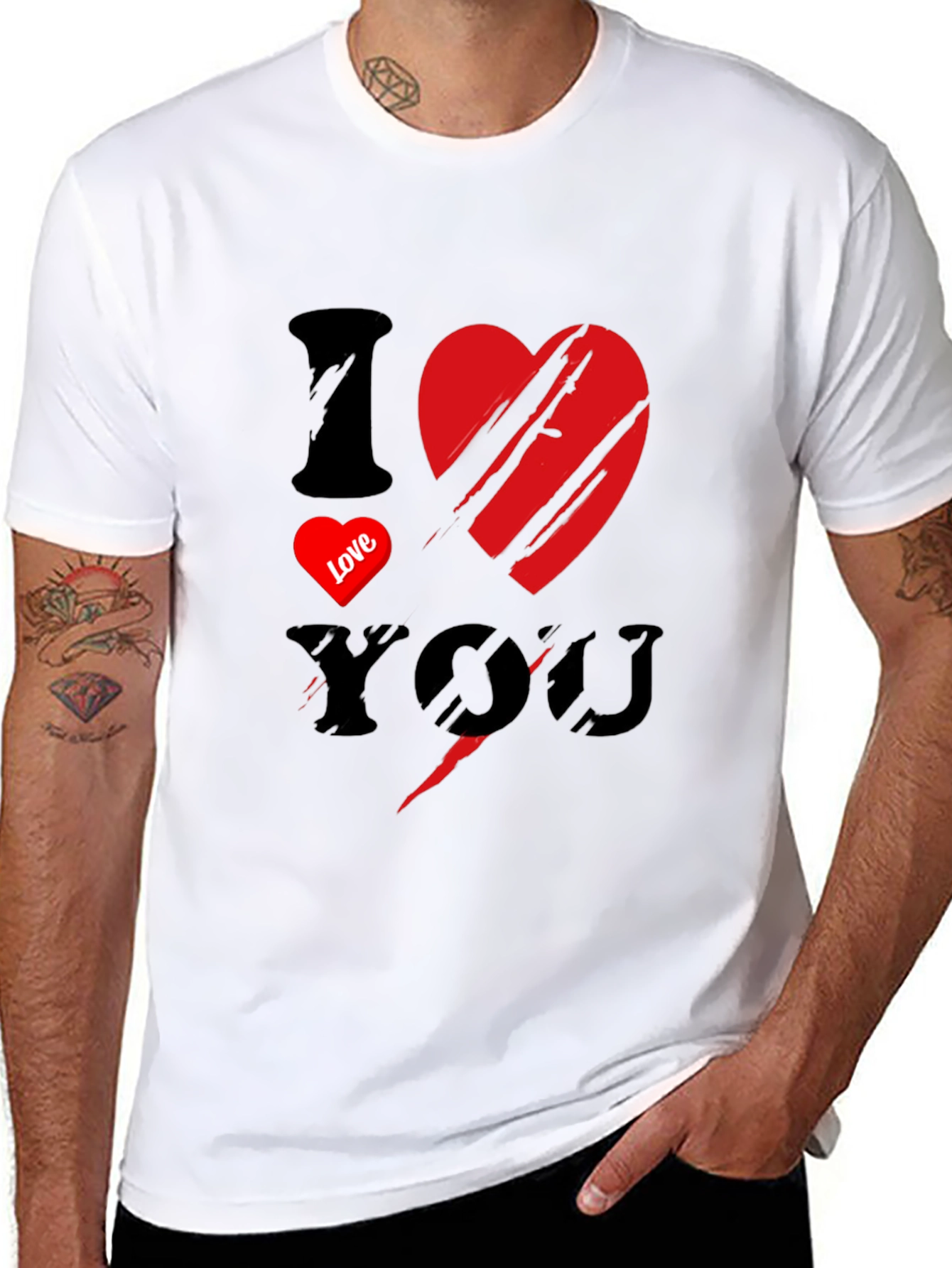 I Love You Graphic Print Mens Black T-Shirt