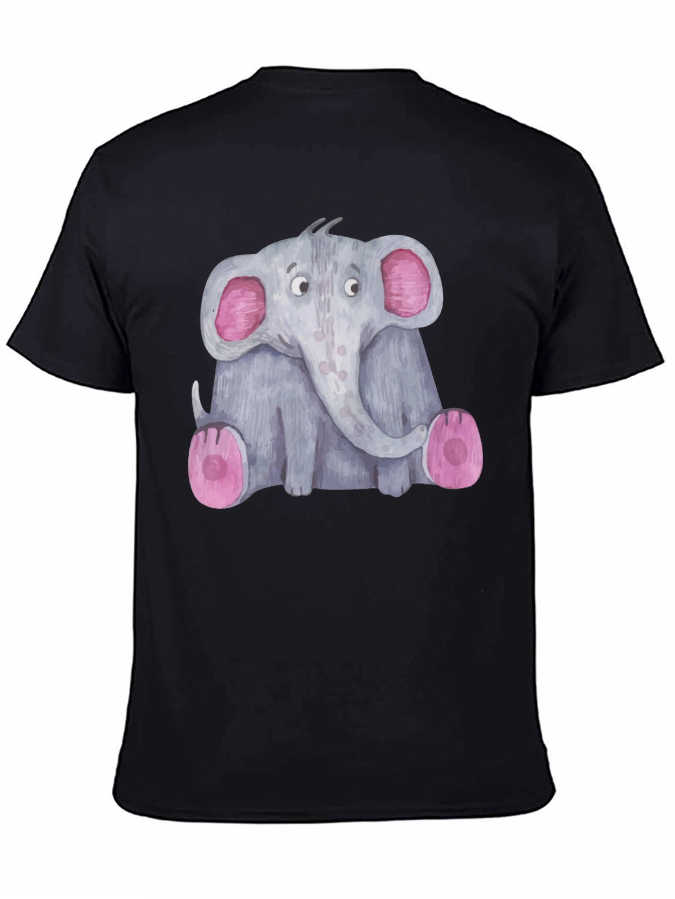 Cute Elephant Graphic Tee - Unisex Black T-Shirt