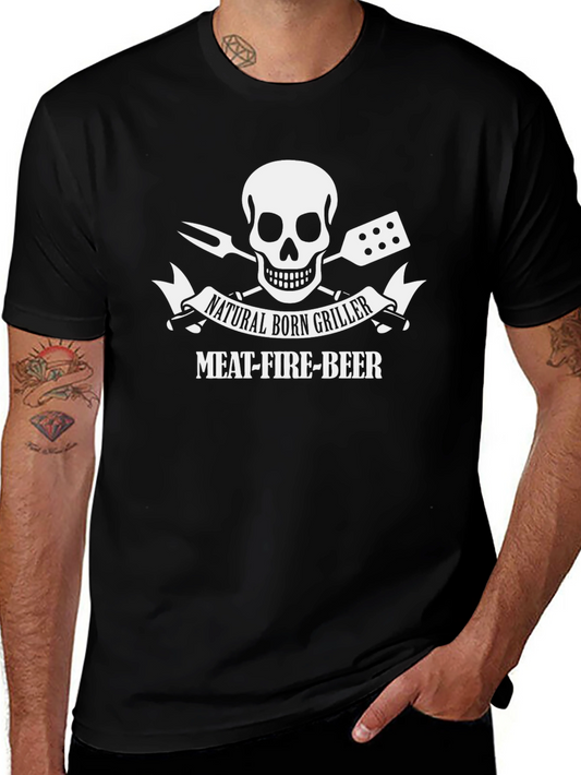 Natural Born Griller T-Shirt: Meat-Fire-Beer