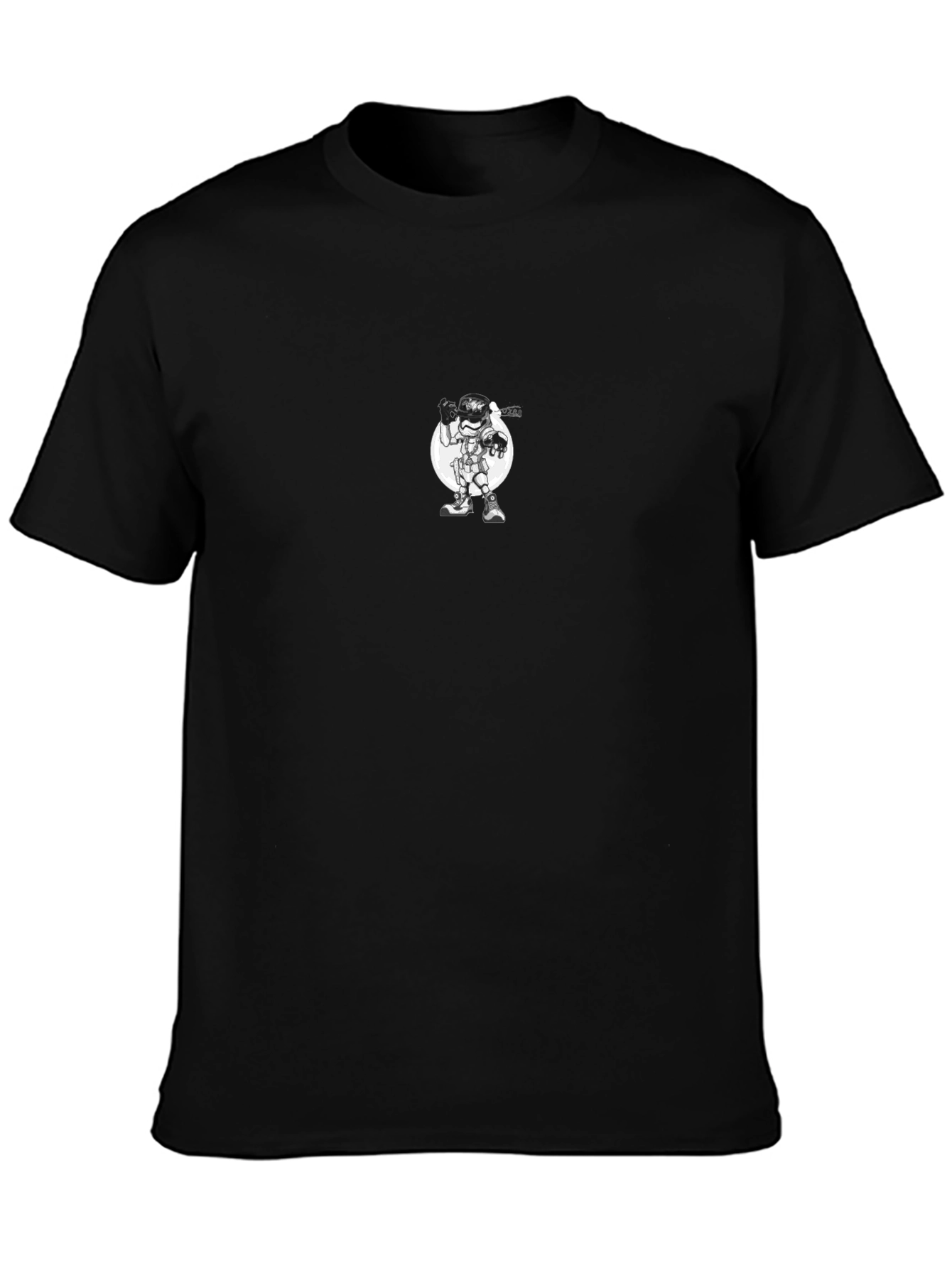 Graphic Black T-Shirt - Astronaut Design