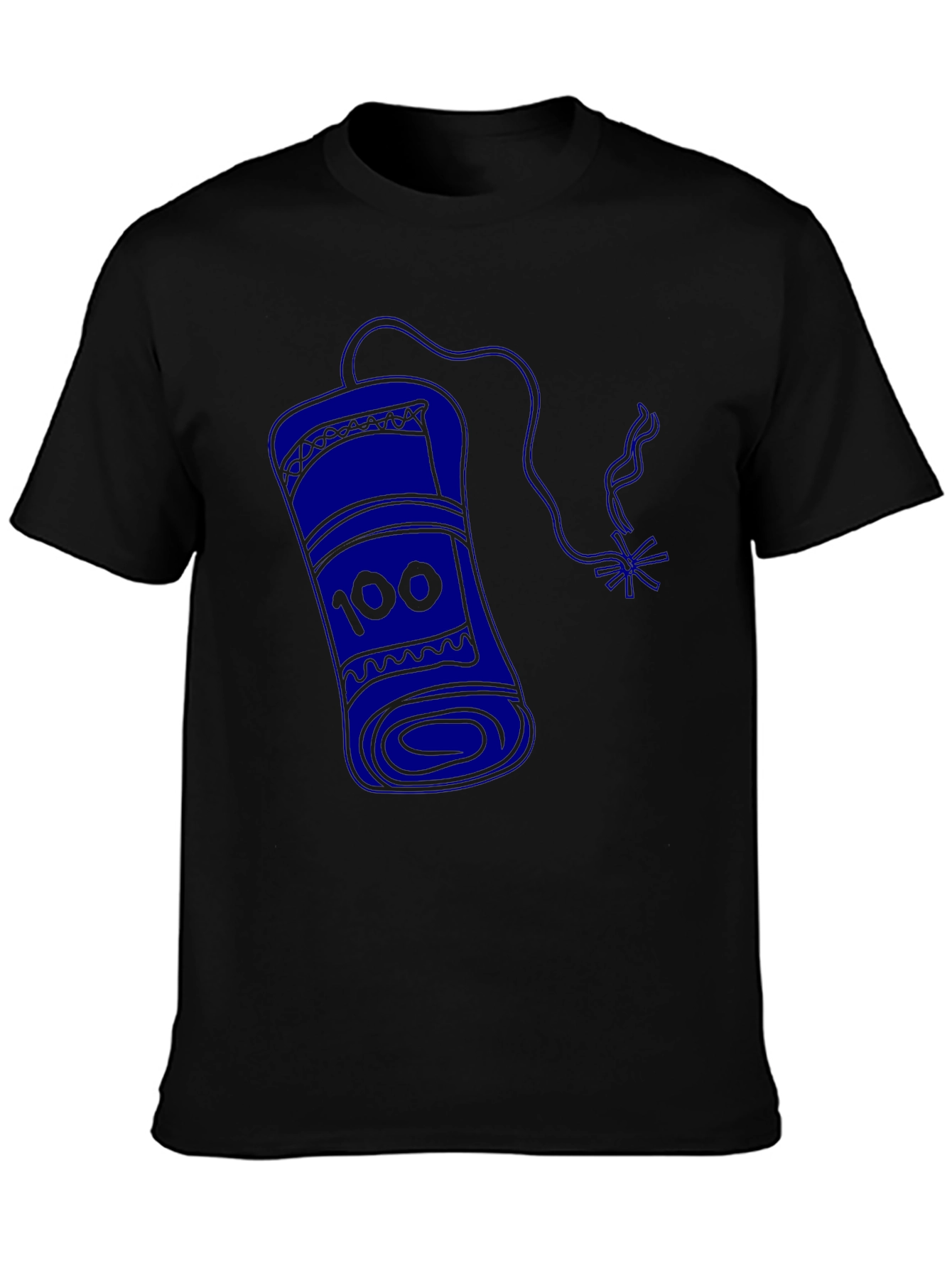 Mens Black T-Shirt with Blue Dynamite Graphic