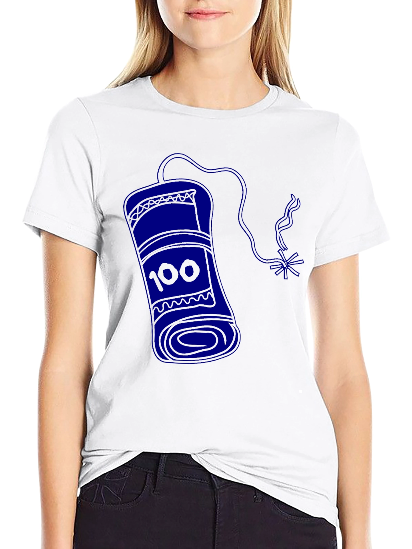 Mens Black T-Shirt with Blue Dynamite Graphic