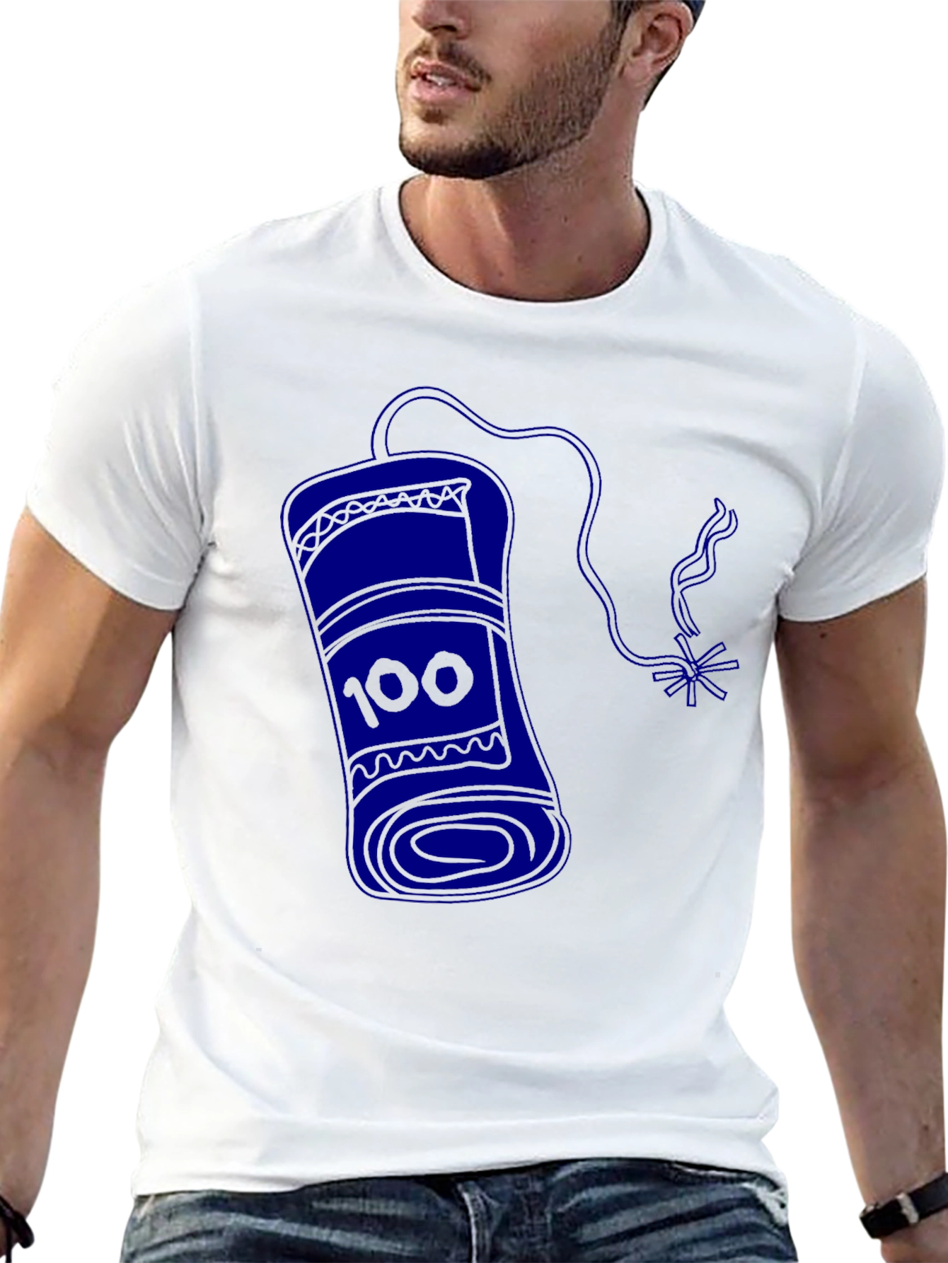 Mens Black T-Shirt with Blue Dynamite Graphic