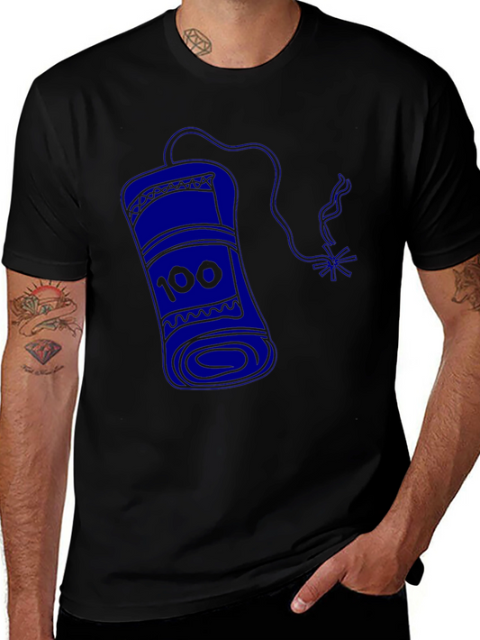 Mens Black T-Shirt with Blue Dynamite Graphic