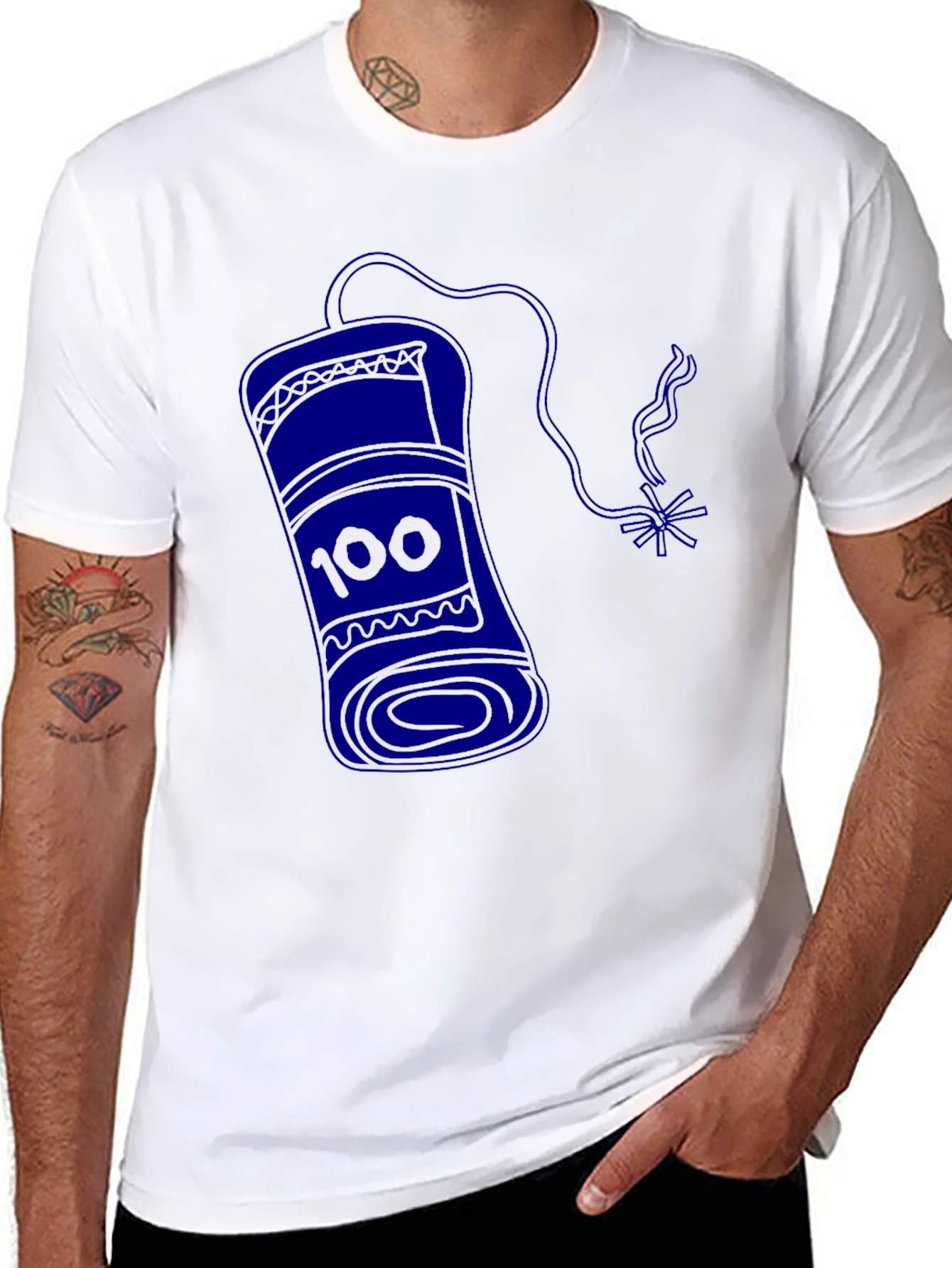 Mens Black T-Shirt with Blue Dynamite Graphic