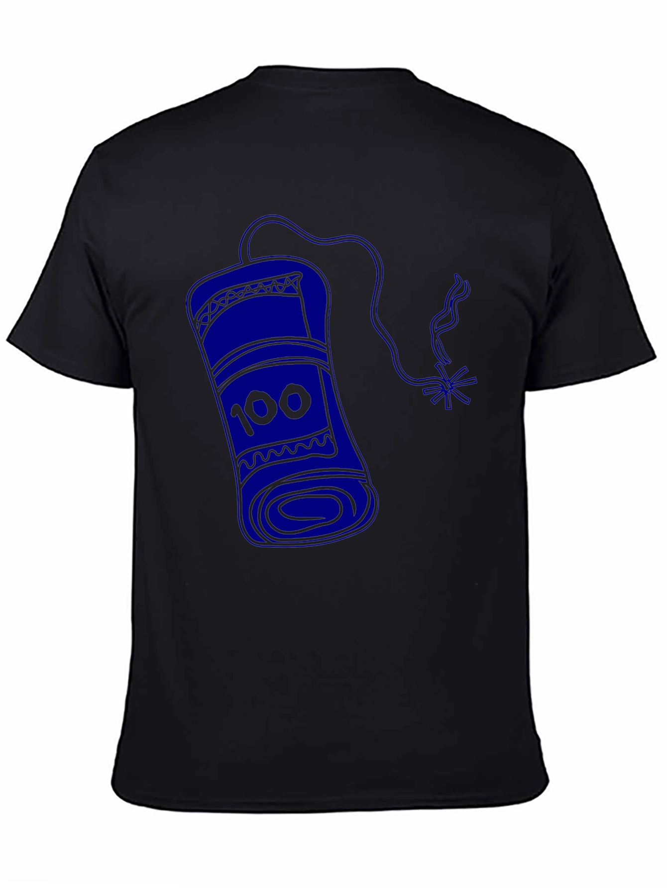 Mens Black T-Shirt with Blue Dynamite Graphic