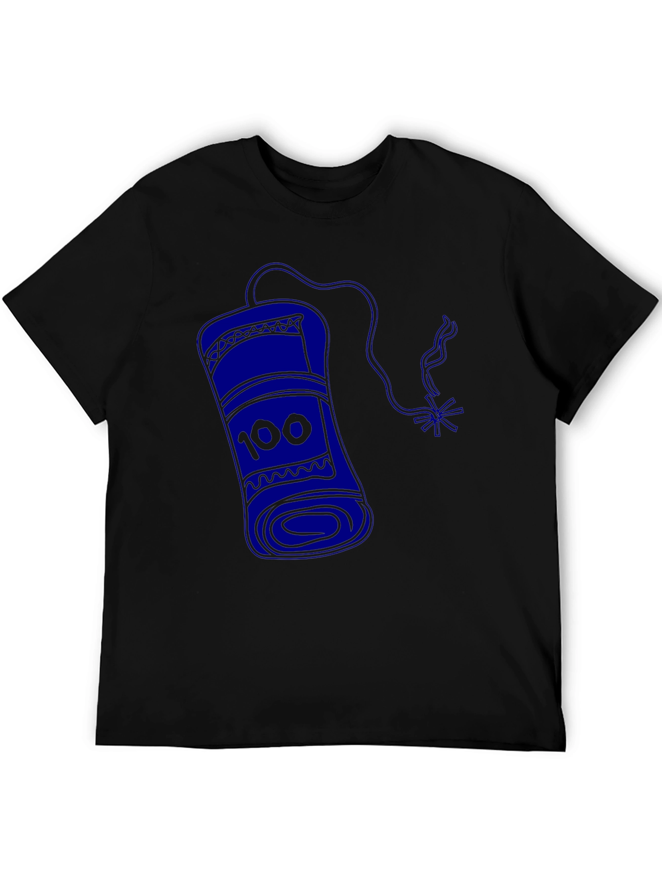 Mens Black T-Shirt with Blue Dynamite Graphic