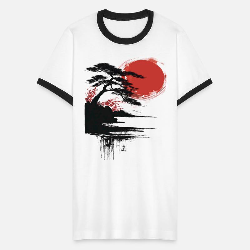 Japanese Landscape Red Moon Buddhism Aesthetic