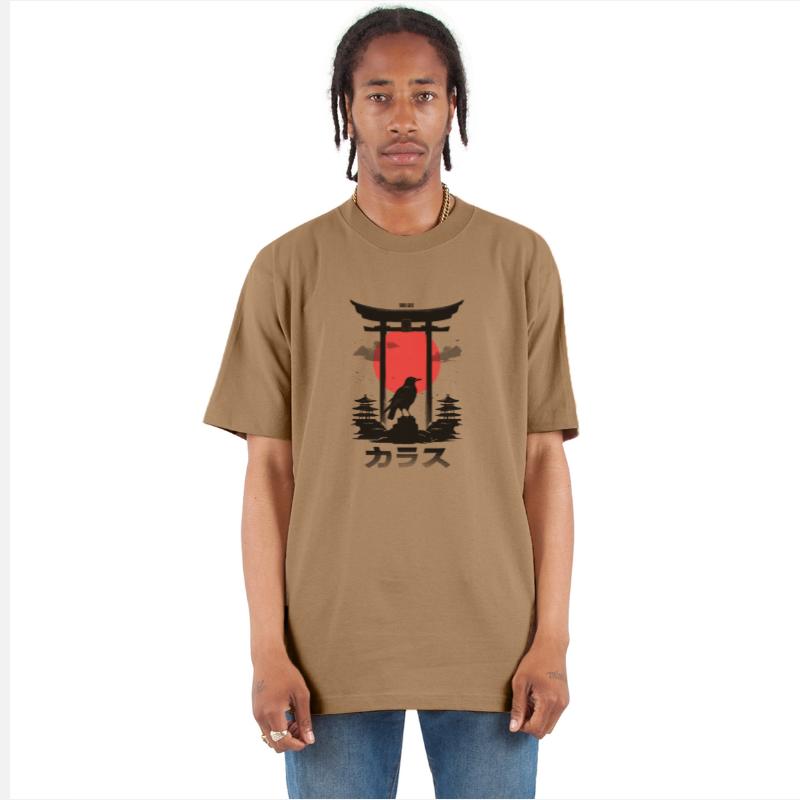 Japanese Red Rising Sun Raven Torii Gate Shinto