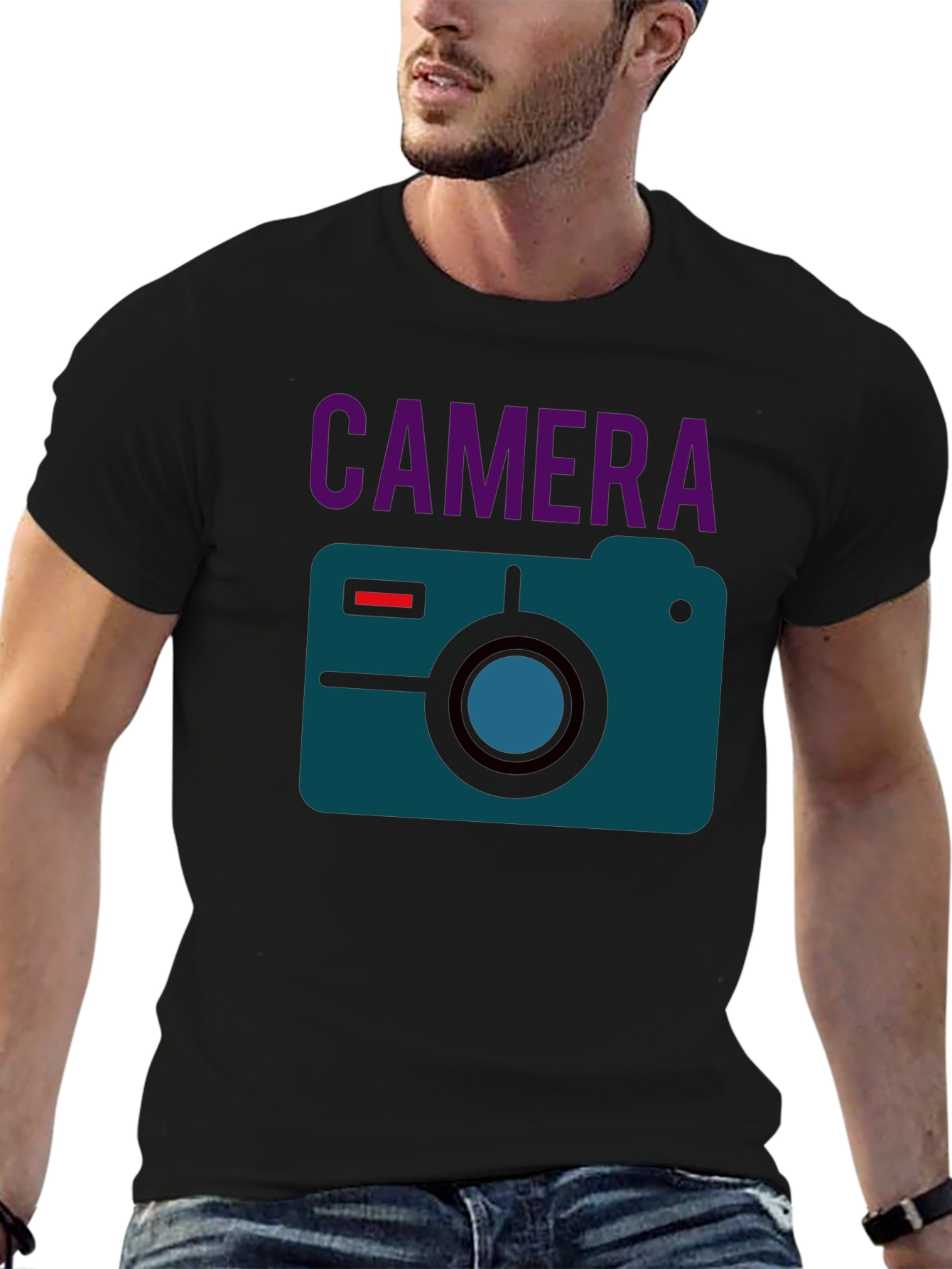 Camera Graphic Black T-Shirt - Photography Lover Tee