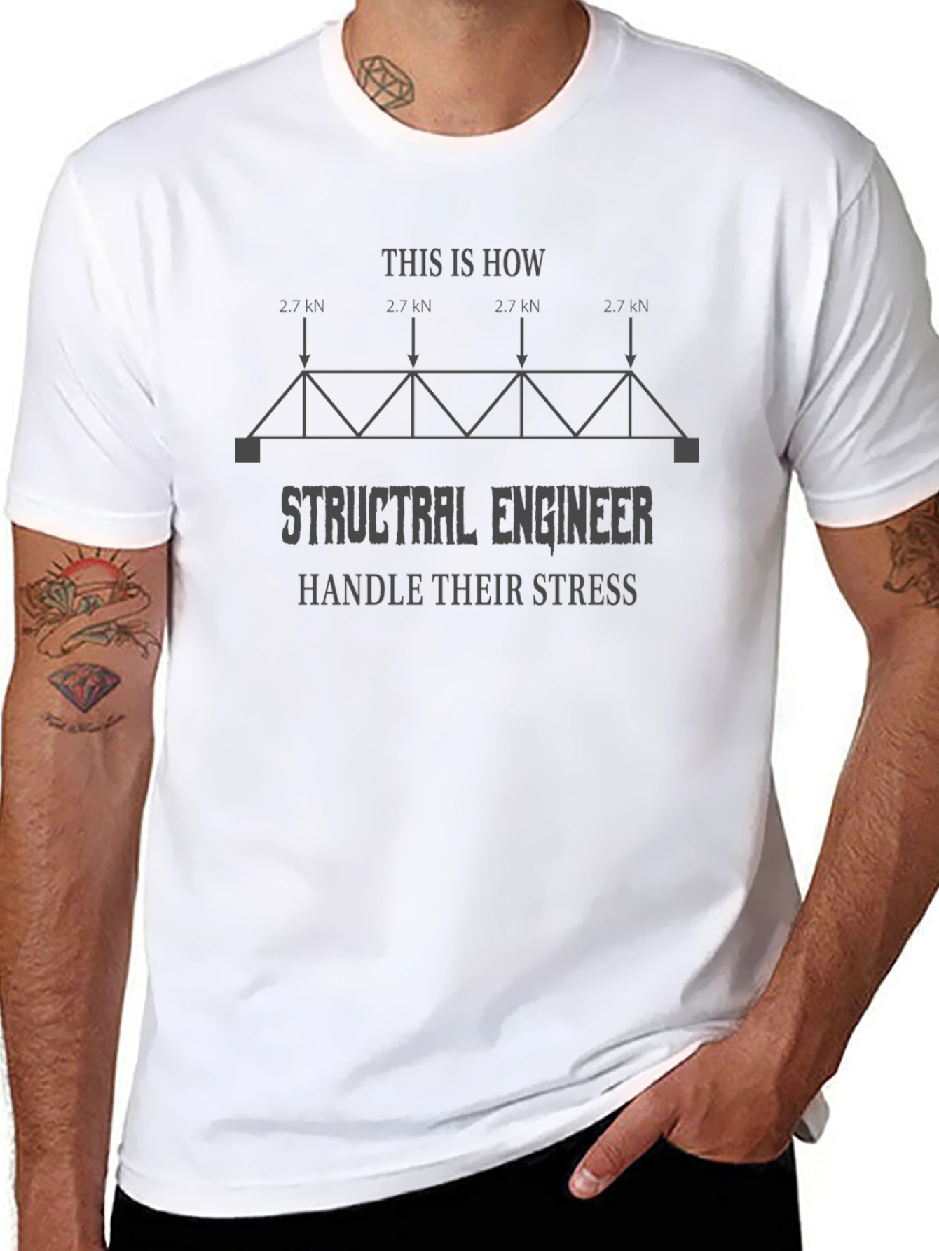 Structural Engineer Stress Handle Black T-Shirt