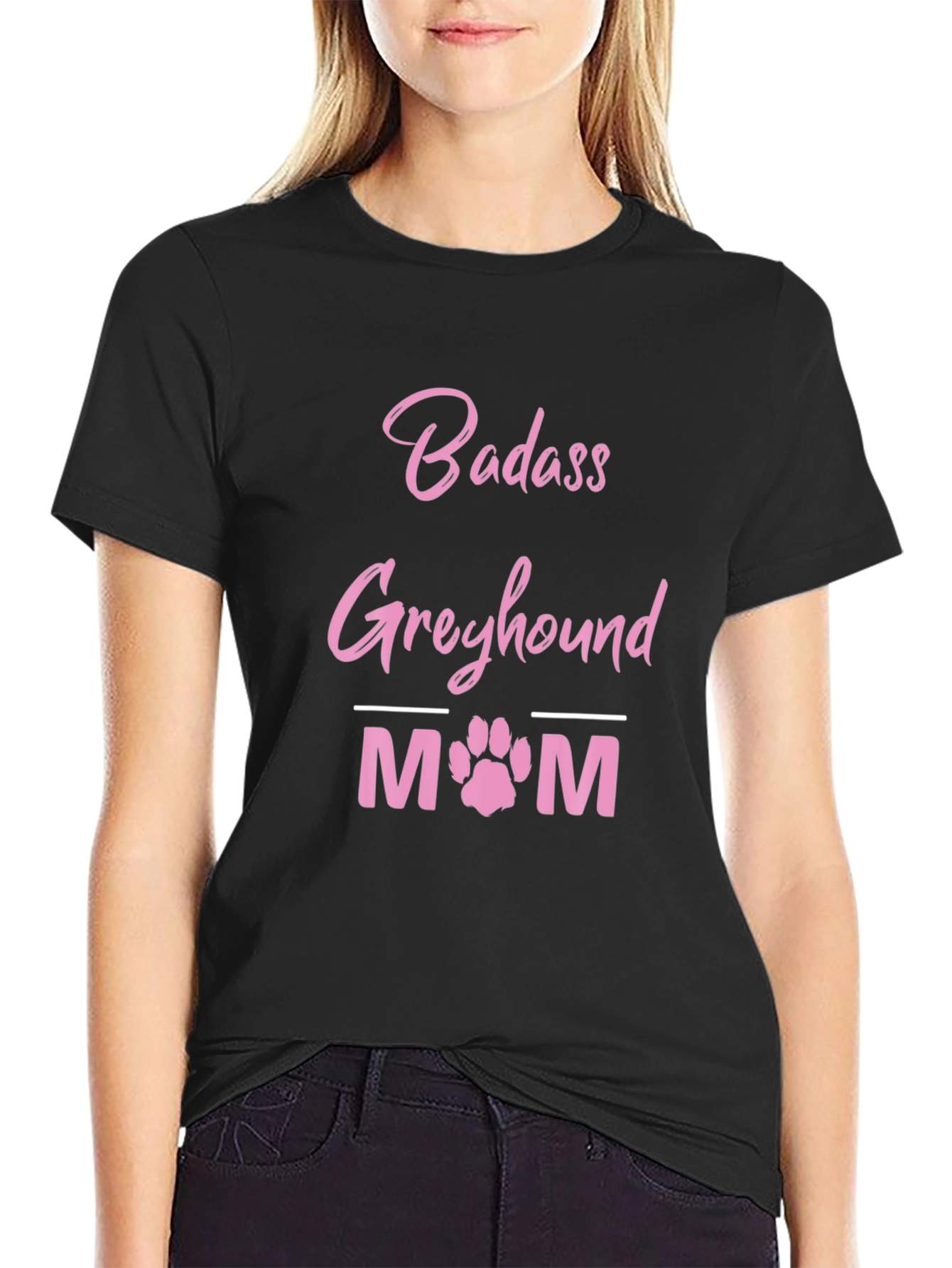 Badass Greyhound Mom Black T-Shirt