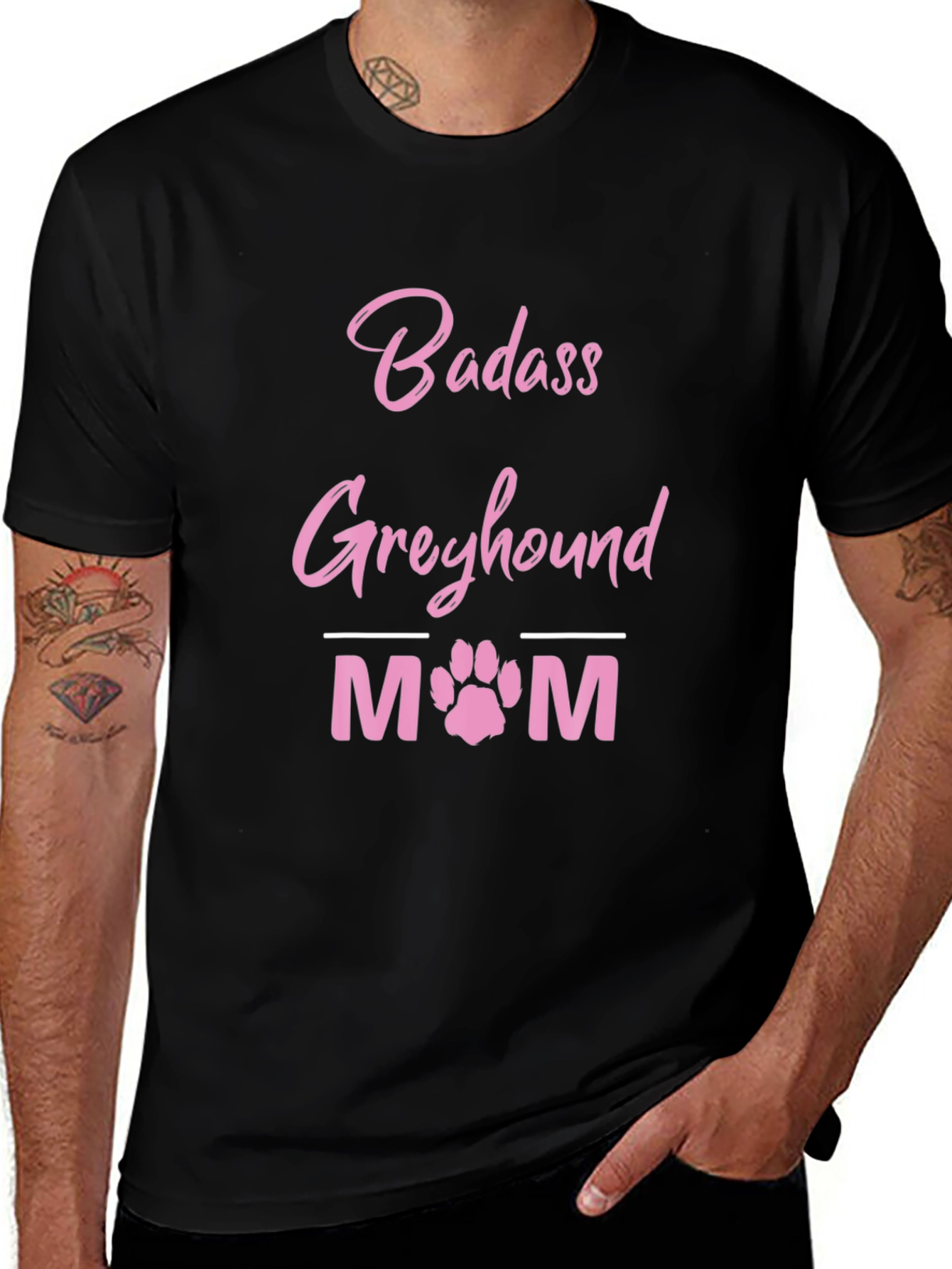 Badass Greyhound Mom Black T-Shirt