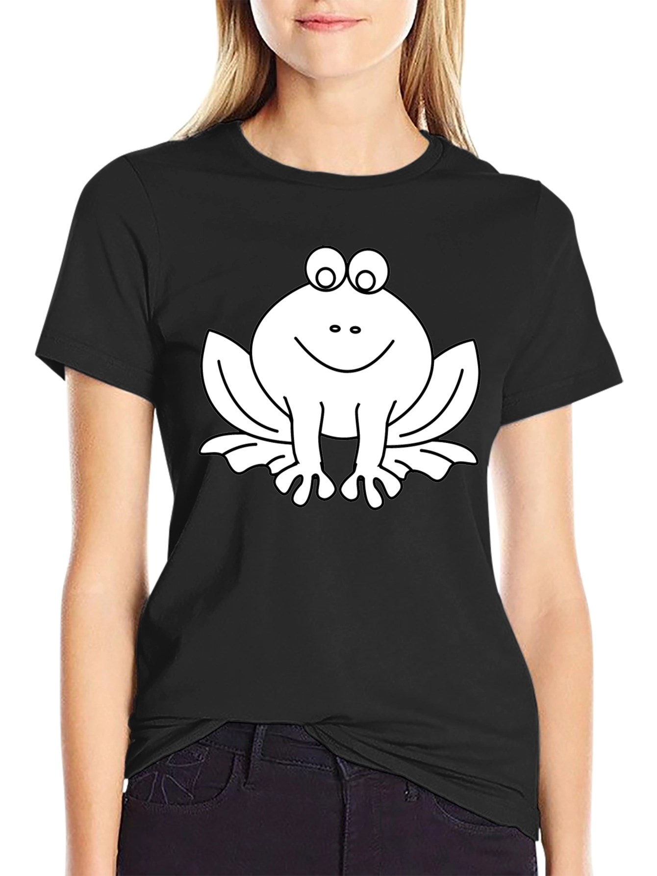 Funny Frog Graphic Tee - Black Cotton T-Shirt