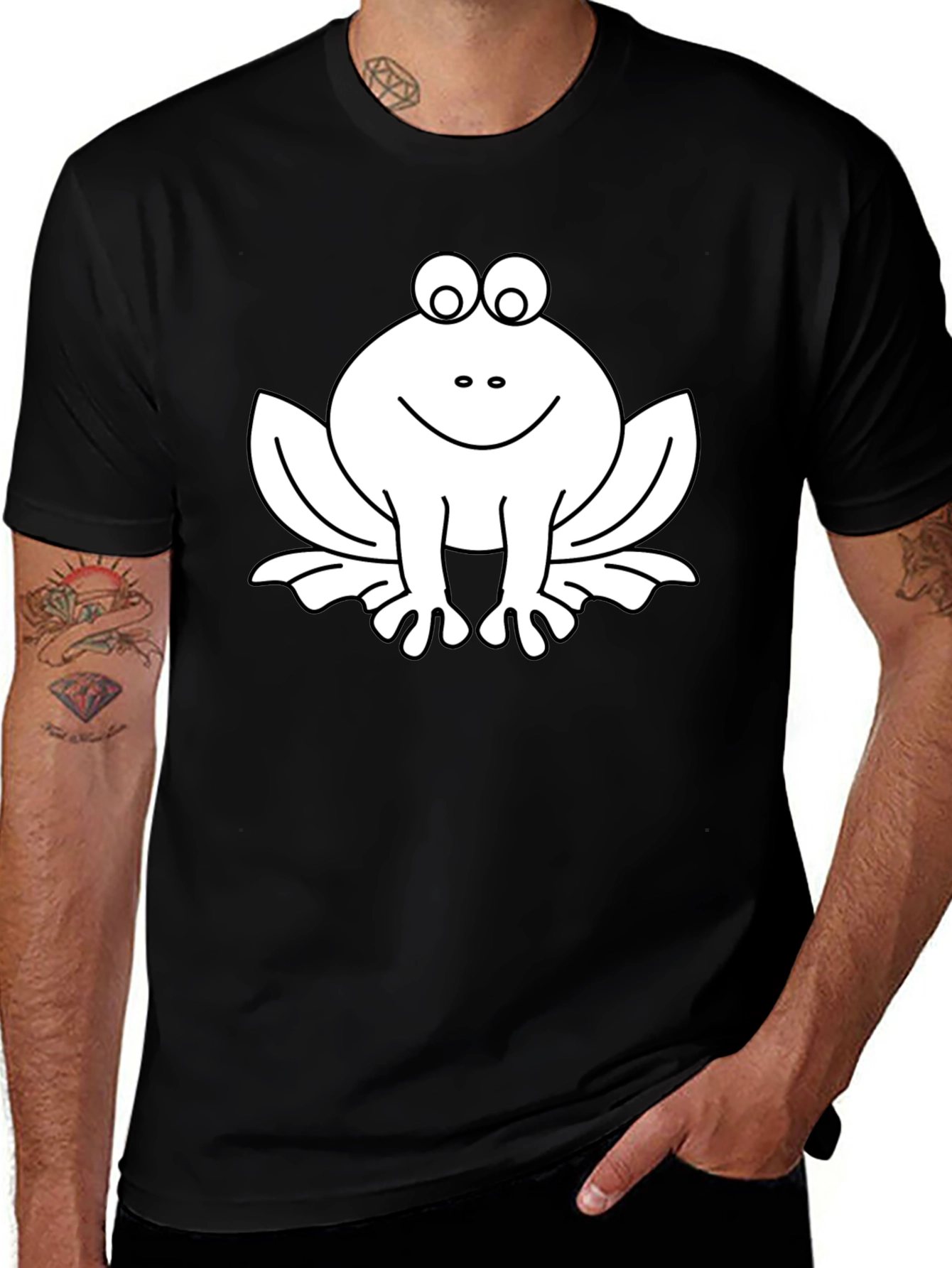 Funny Frog Graphic Tee - Black Cotton T-Shirt