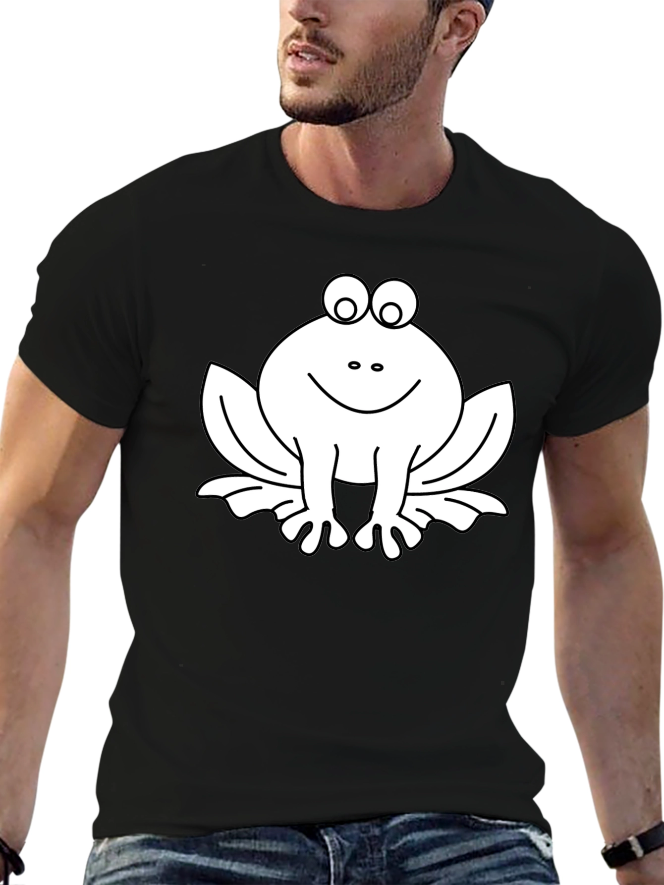Funny Frog Graphic Tee - Black Cotton T-Shirt